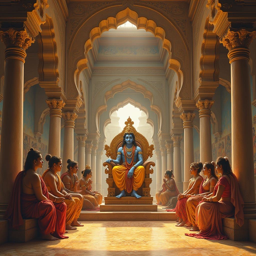 Indian Royal Palace Interior Inspired by Raja Ravi Varma