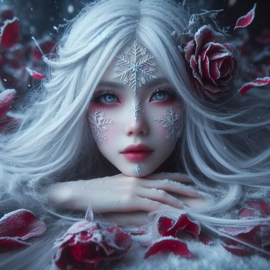 Snow Queen in Gothic Garden Fantasy Artwork