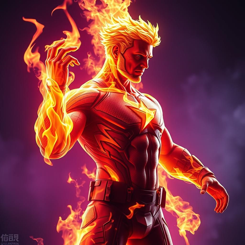 The human torch slowly transforms into Captain America By artist "anime", 3d anime art, inspired by WLOP, Artstation, #g...