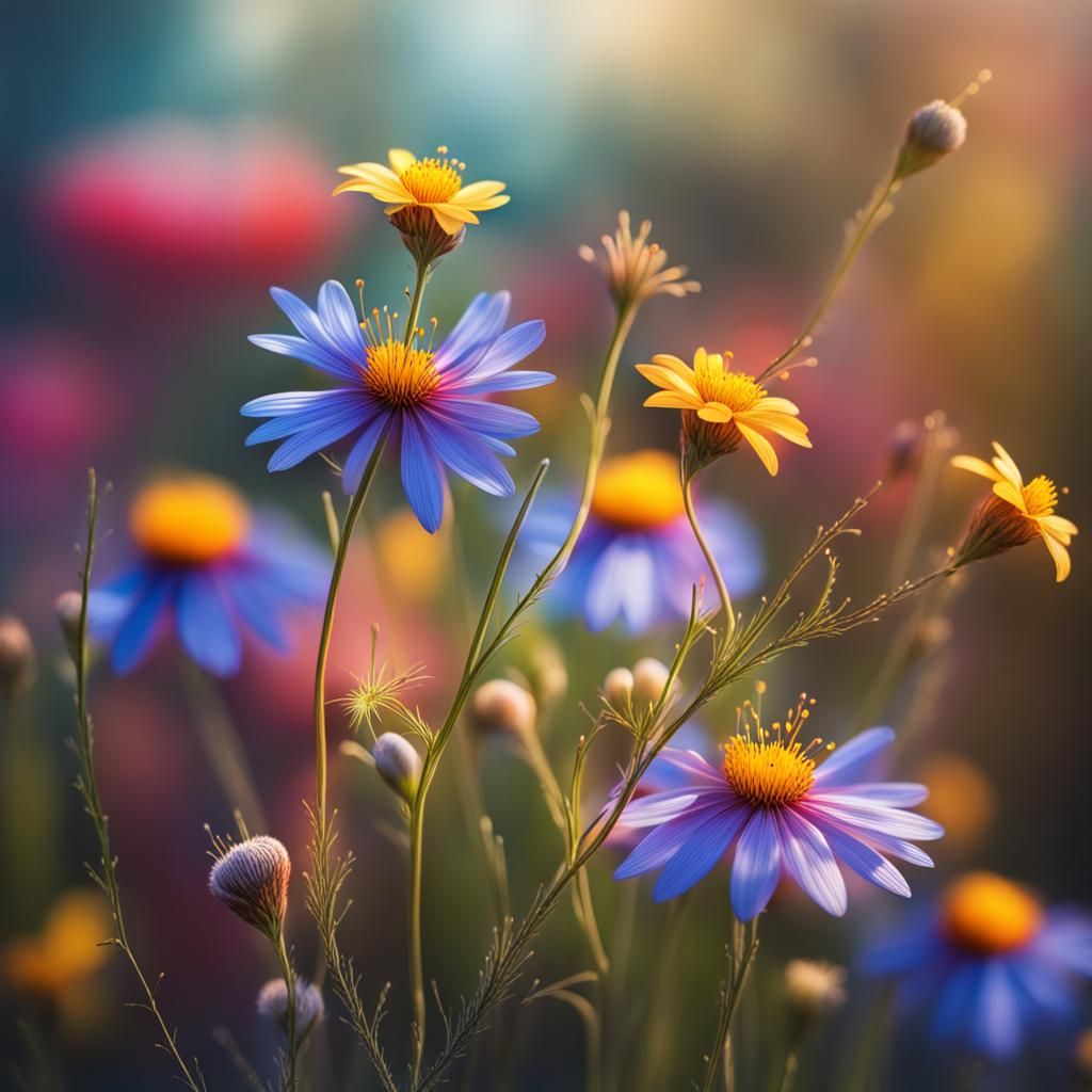Hyperrealistic Wildflowers in Vivid Color