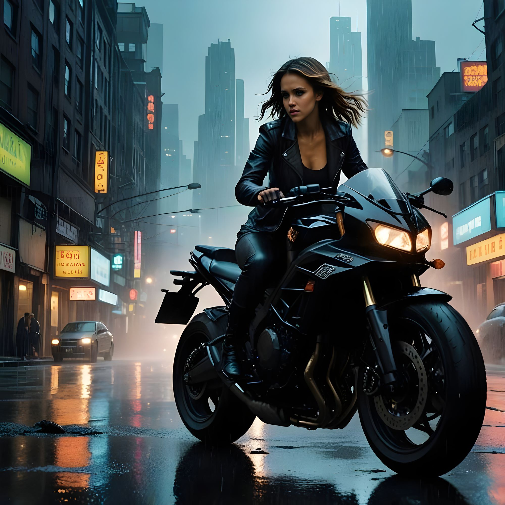 Max Guevara (X5-452) aka Dark Angel cruising the dystopian streets