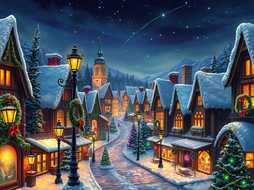 Magical Christmas Town in Fairy-Tale Style