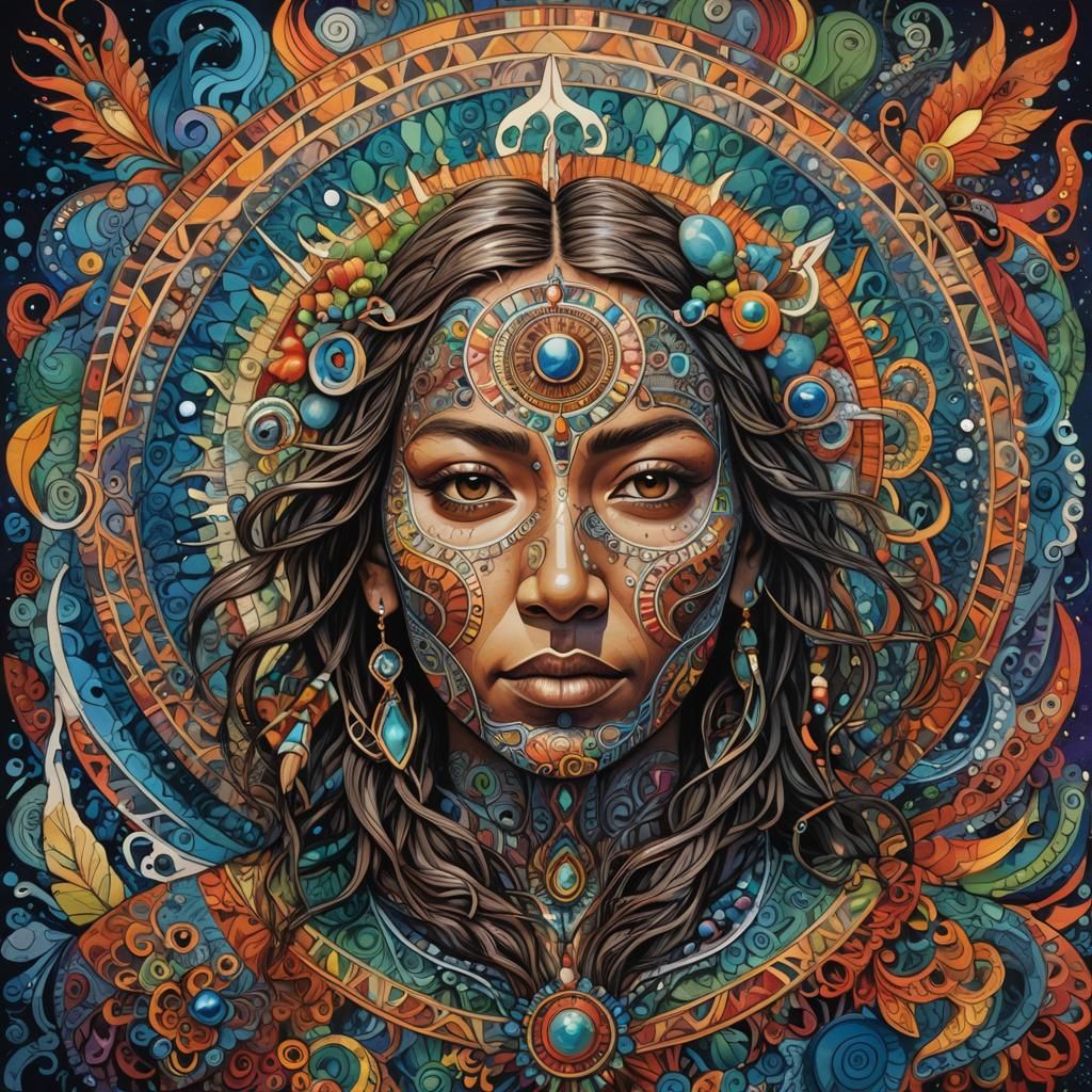 Shamanic Quantum Zentangle: Hyperrealistic Splash Art