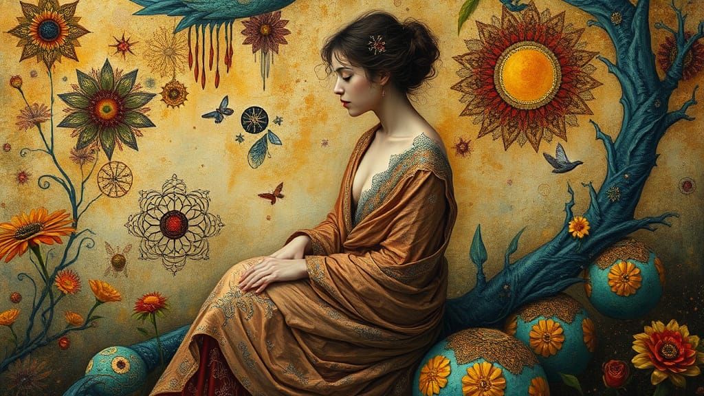 Enchanting, Ethereal Figure in Whimsical, Surreal Landscape