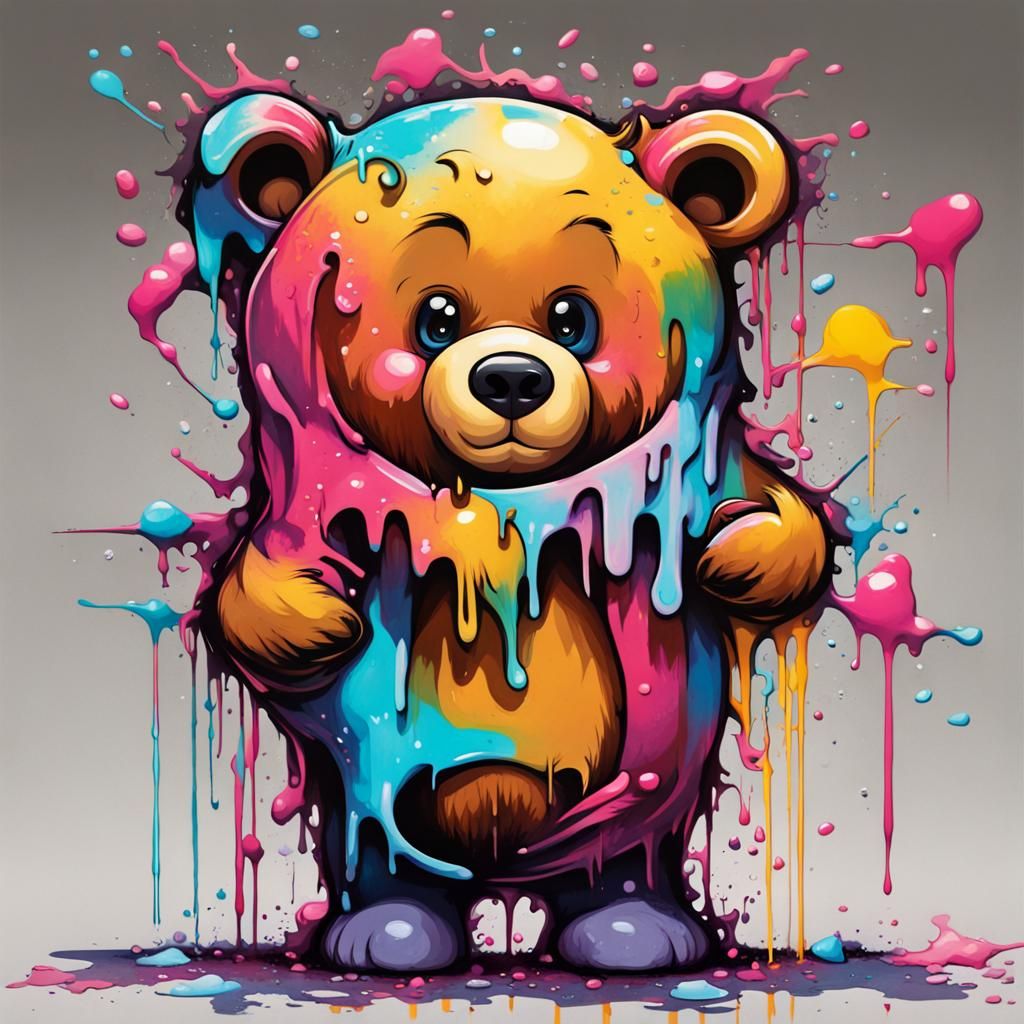 Colorful Graffiti Art of a Cute Bear