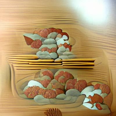 Chicken Nuggets in Traditional Japanese Art Style