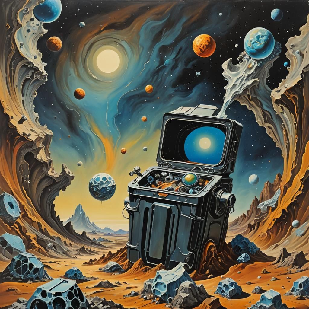 Sci-Fi Book Cover: Space Garbage in Surreal Style