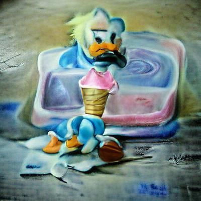 Melting Donald Duck Ice Cream Sculpture