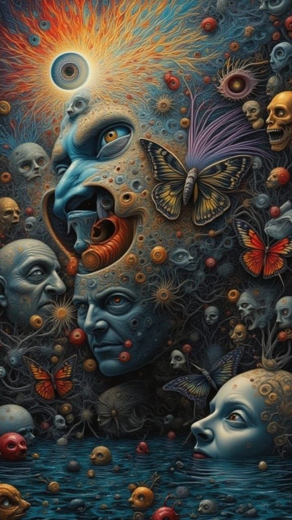 Photorealistic Man Submerged in Liquid Metal