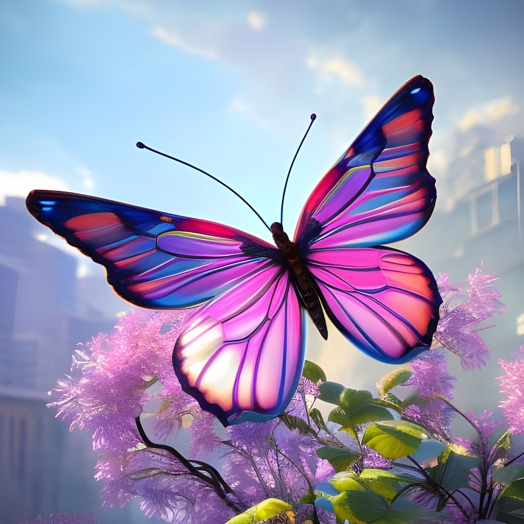 Intricate Glass Butterfly in Nouveau Style