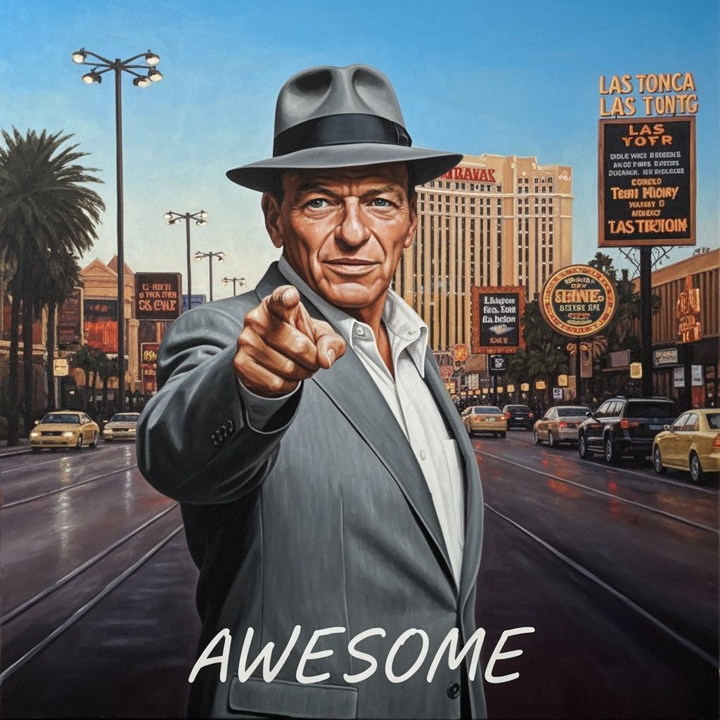Frank Sinatra in Las Vegas as Realistic Oil Painting