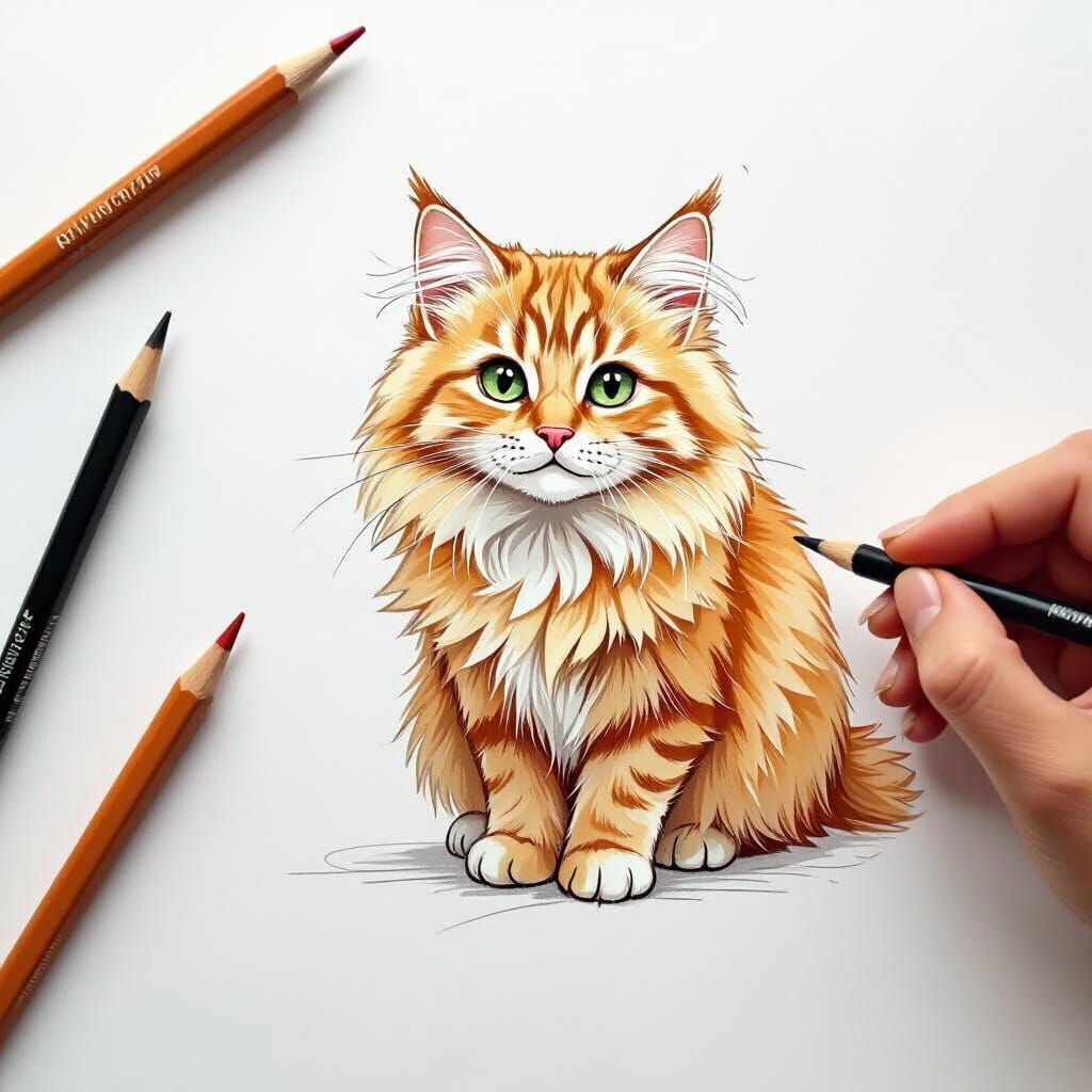 Step-by-Step Guide to Drawing a Fluffy Ginger Cat