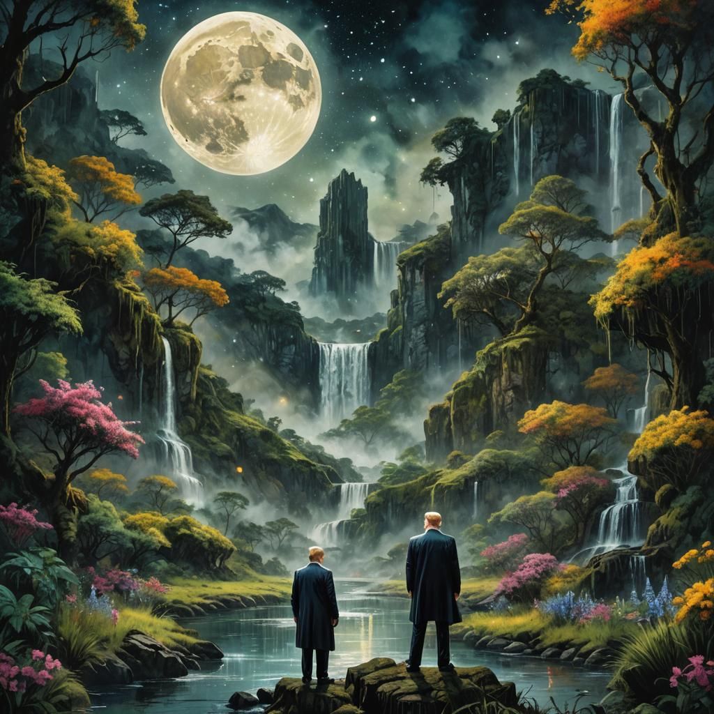 Lush Landscape Portrait with Volumetric Lighting