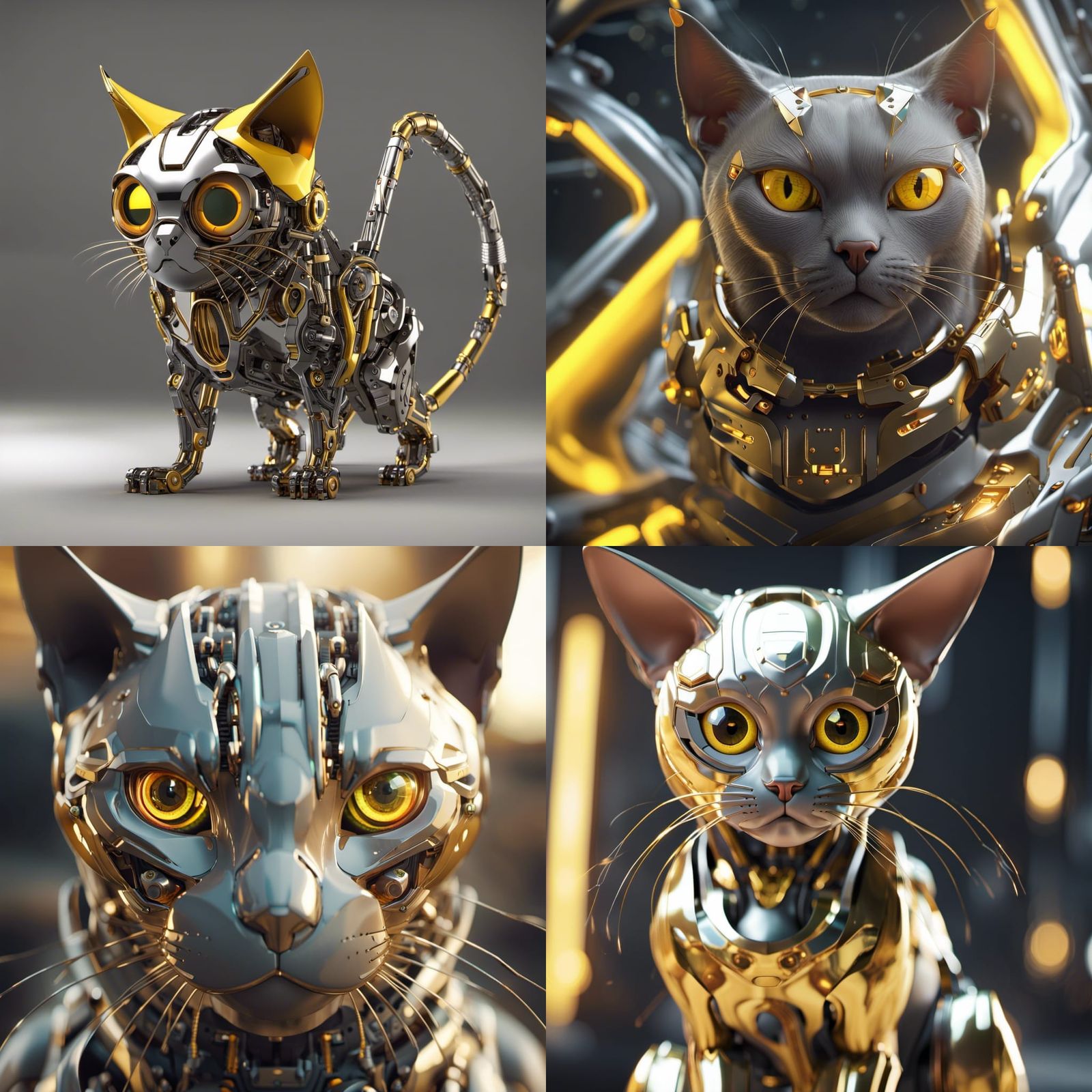 Abstract Sci-Fi Burmese Cat with Yellow Eyes