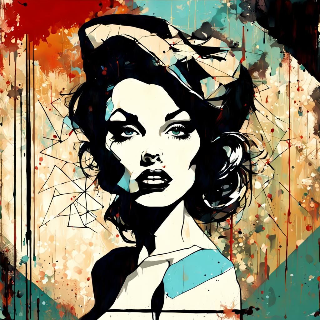 Ethereal Street Art: Pin-Up in Ralph Steadman Style