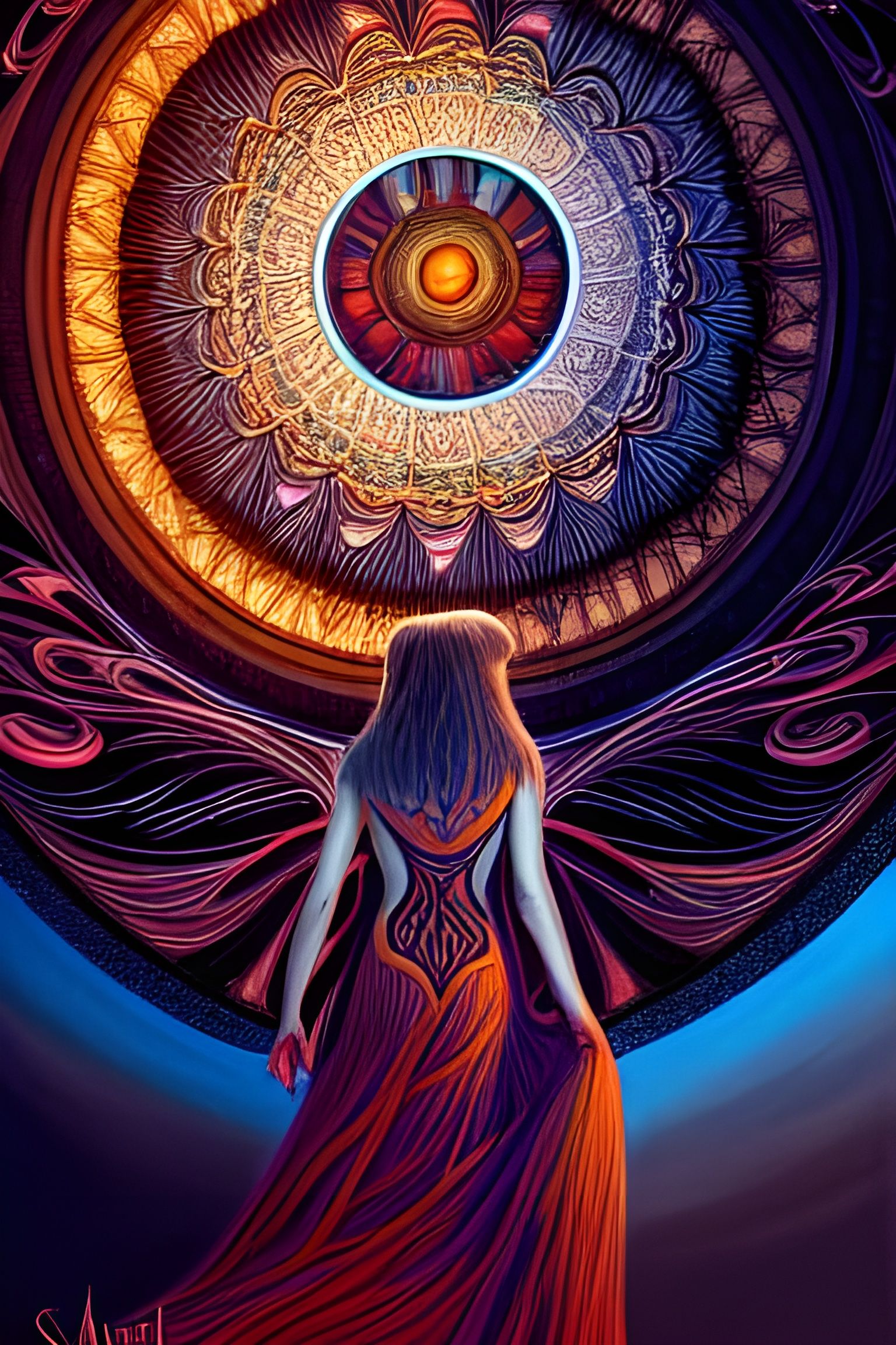 Imposing Glowing Magic Circle in Nature, Digital Art