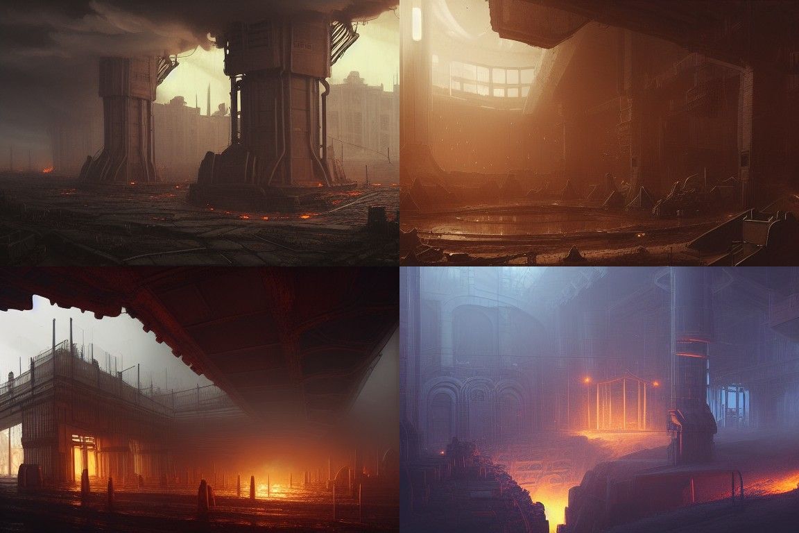 Underhive Citadel with Magic Portal and Industrial Ruins