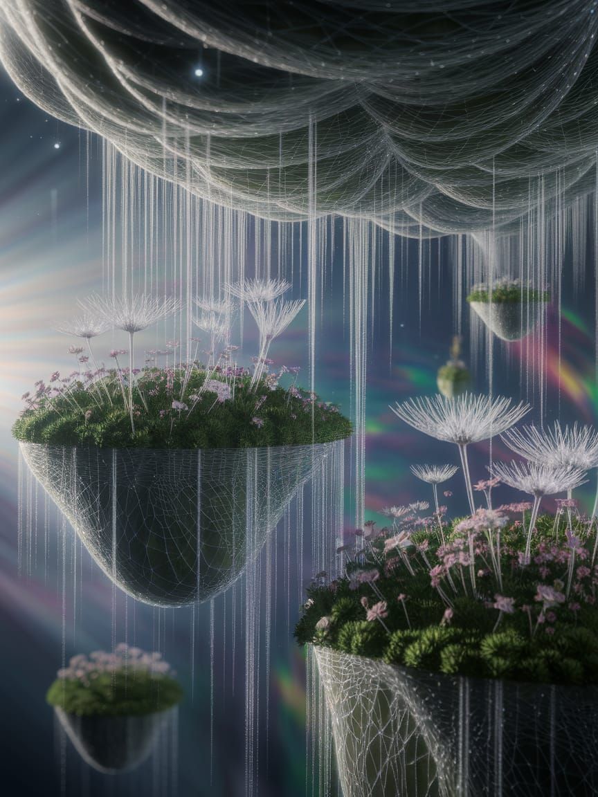 Surreal Dreamscape: Floating Islands Stitched with Luminous ...