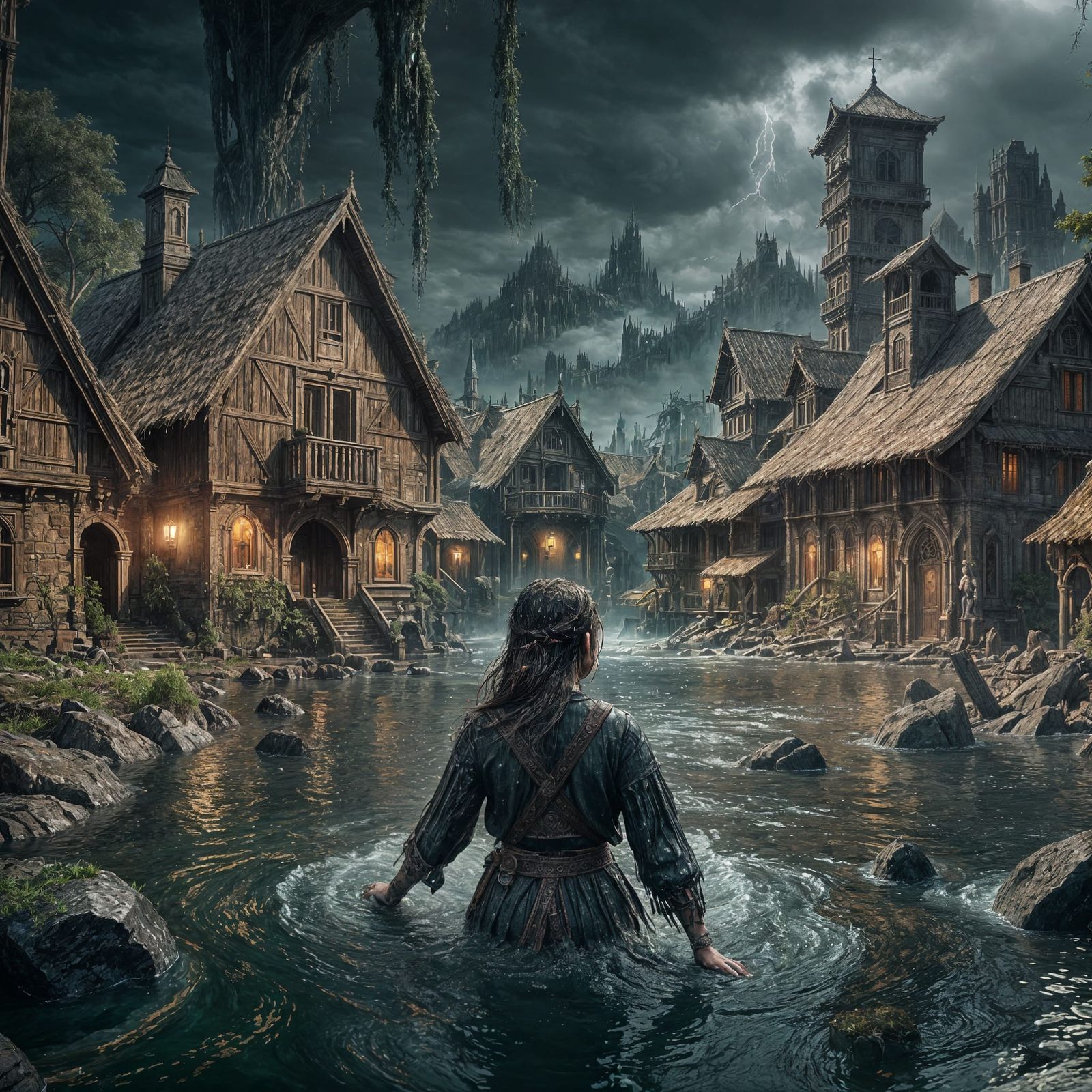 Sorrowful Woman in a Submerged World