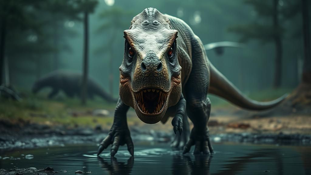 Towering T-Rex Ready to Attack, Ominous Photo