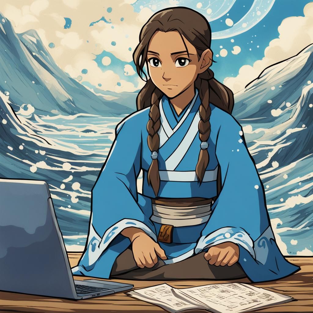 Katara as Programmer in Anime Style