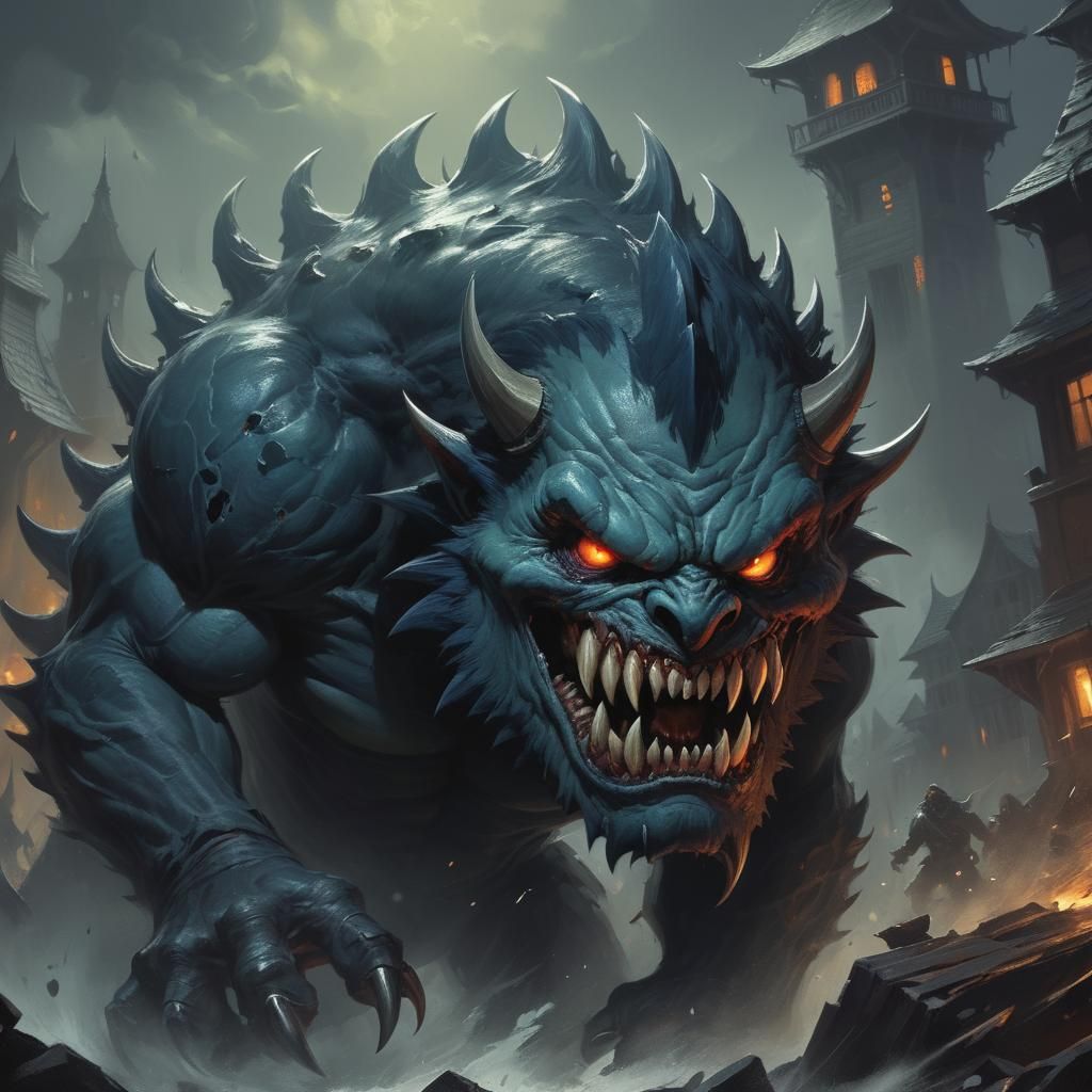 Sinister Fierce Monster with Piercing Eyes