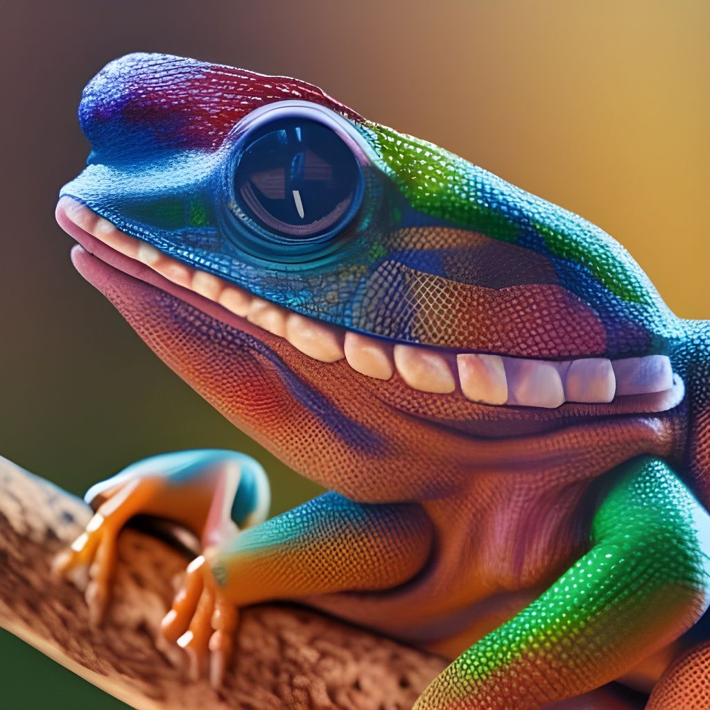 Colorful Chameleons Feast: Colored Pencil Illustration