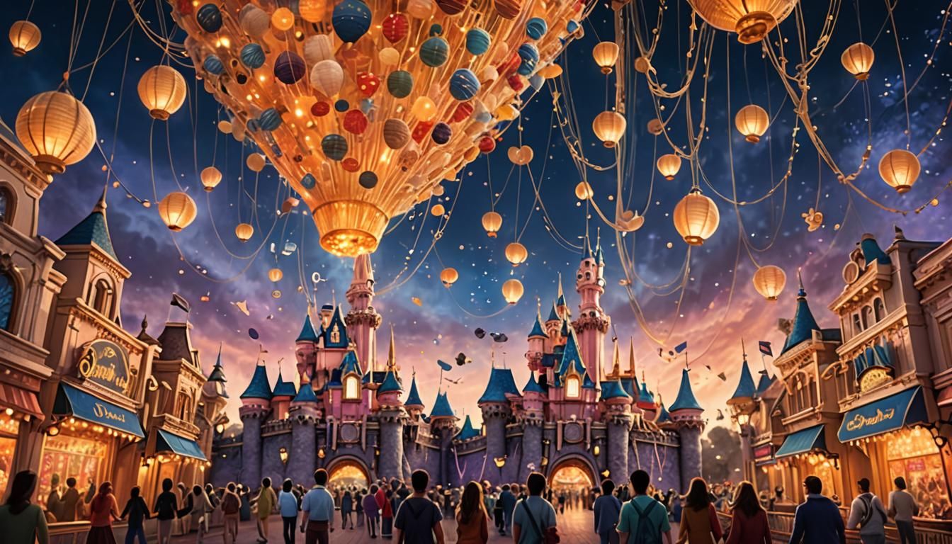 Disneyland Made of Strings in Glowing Mist