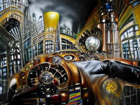 Steampunk Science in Psychedelic Art Deco Style