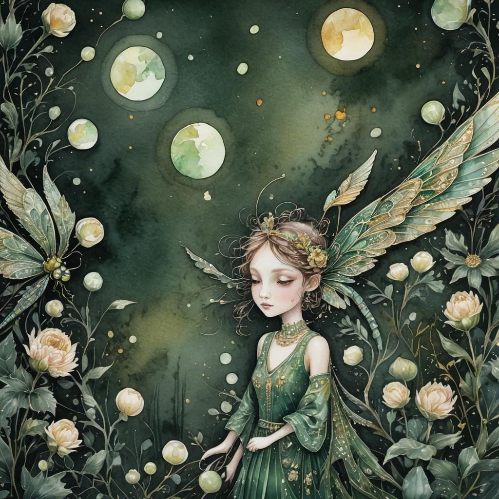 Gaillardia Blossom and Dragonfly in Watercolor