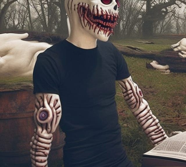 Terrifying Horror House Interior with Demon, Digital Art