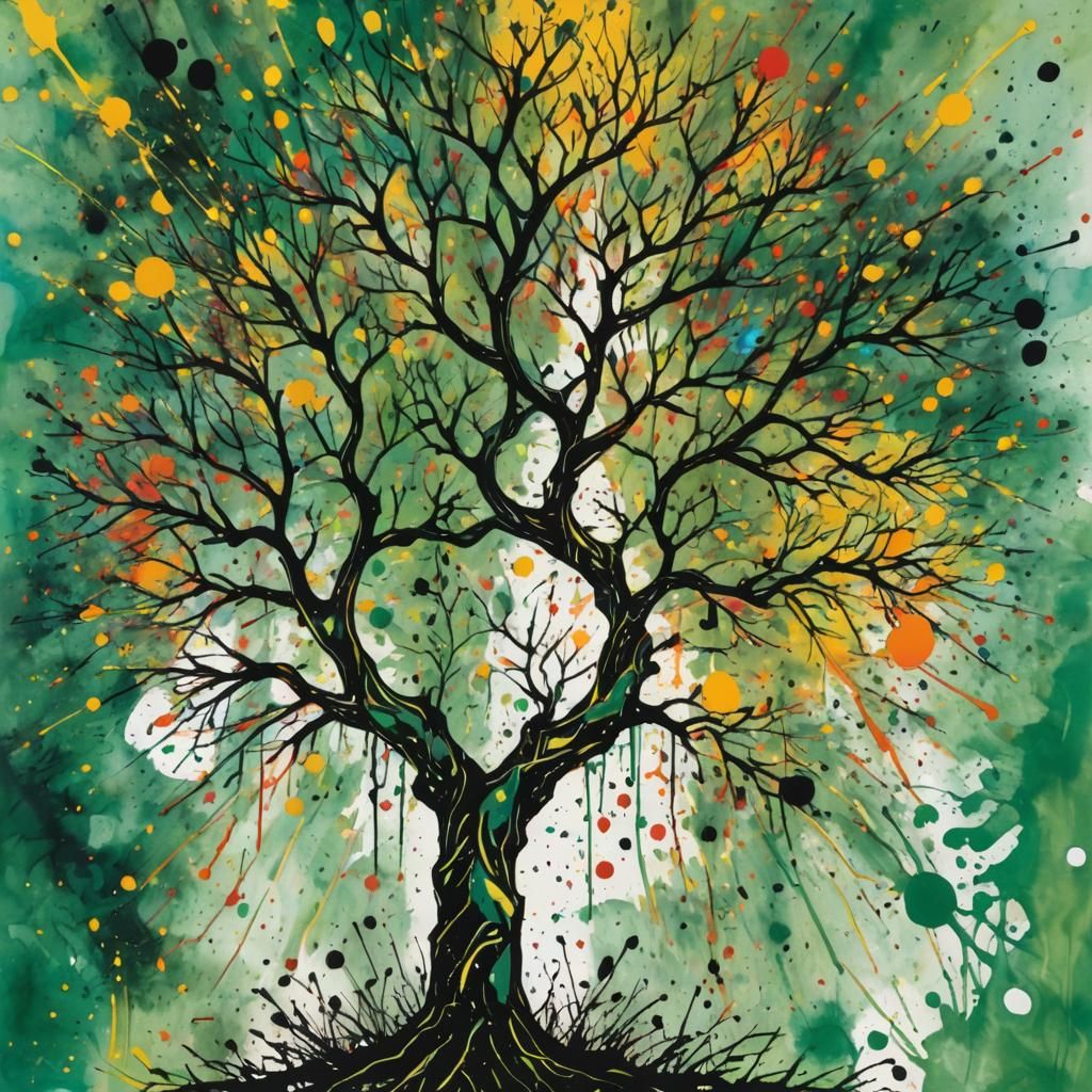 Ink Splatter Tree: Dynamic Abstract Art Piece