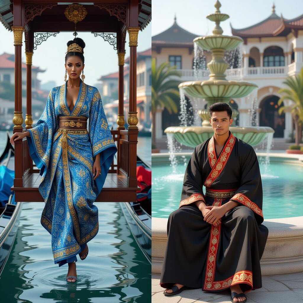 Berber Woman Meets Thai Man: Digital Portrait