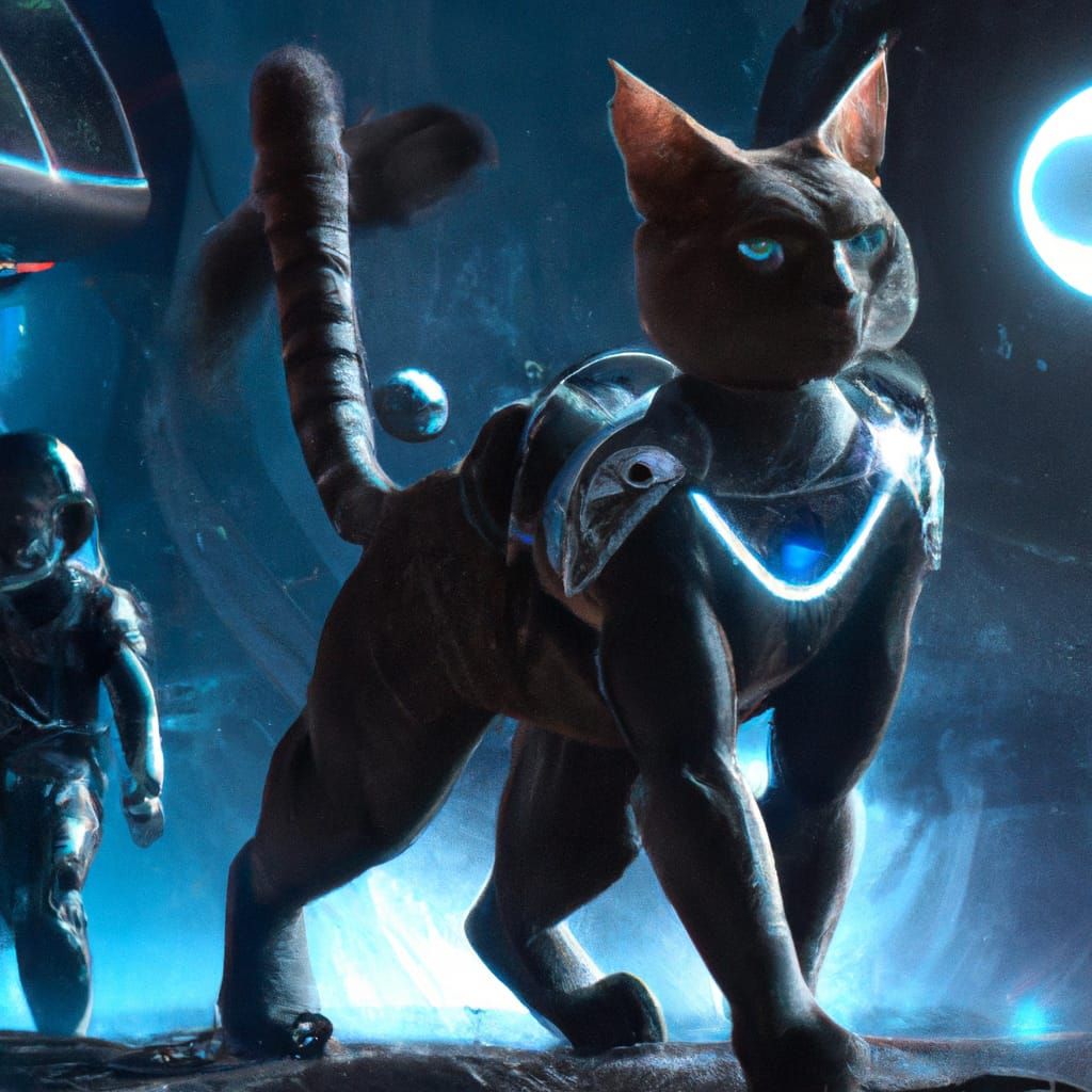 Futuristic Cyberpunk Cats in Terminator Suits