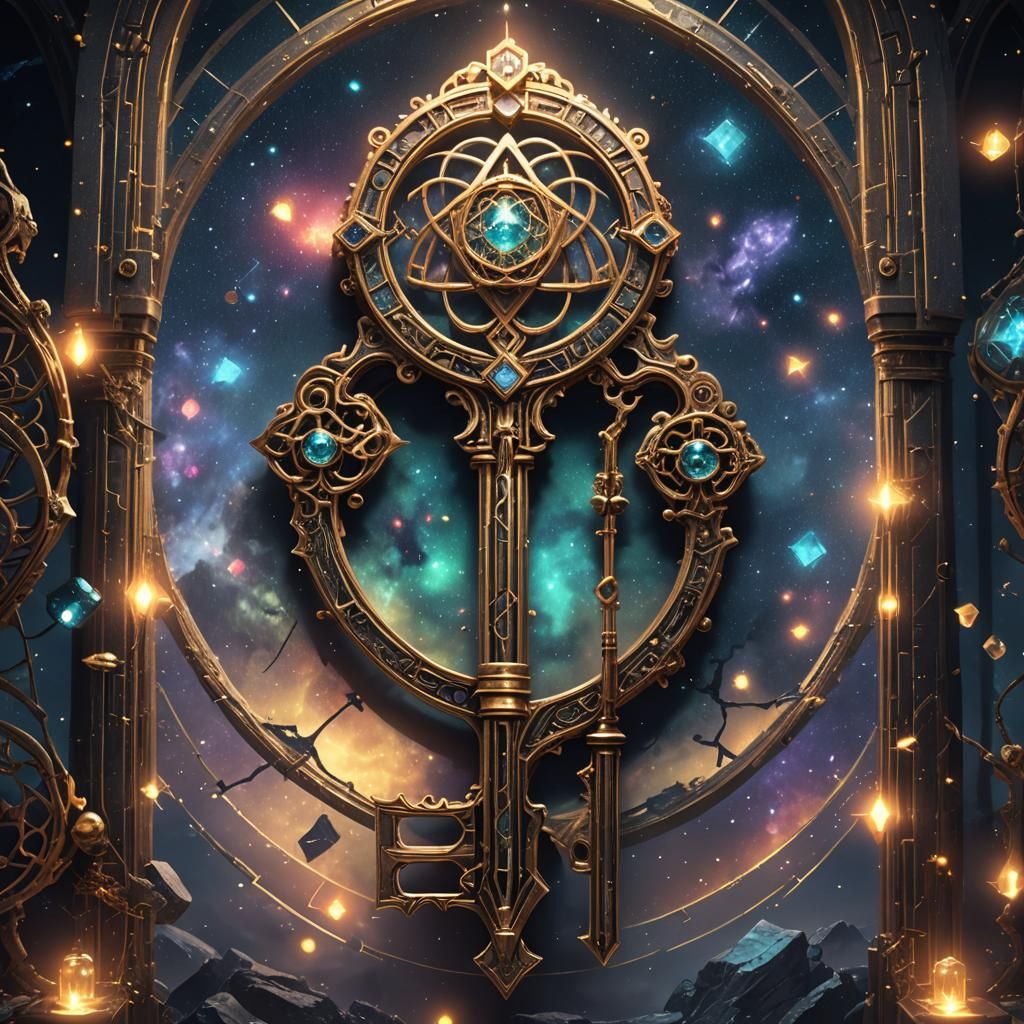 Glowing Skeleton Key with Sacred Geometry