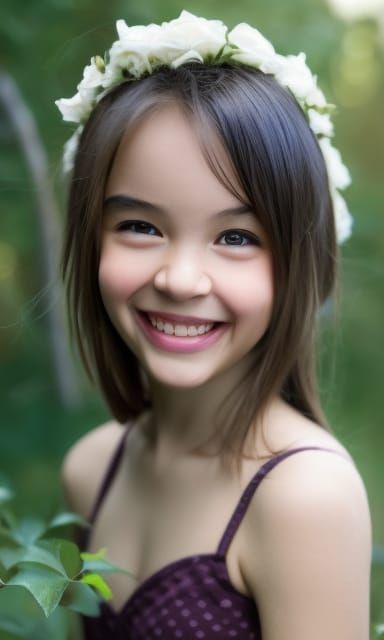 Cute Girl with Rosy Cheeks and Bubbly Smile