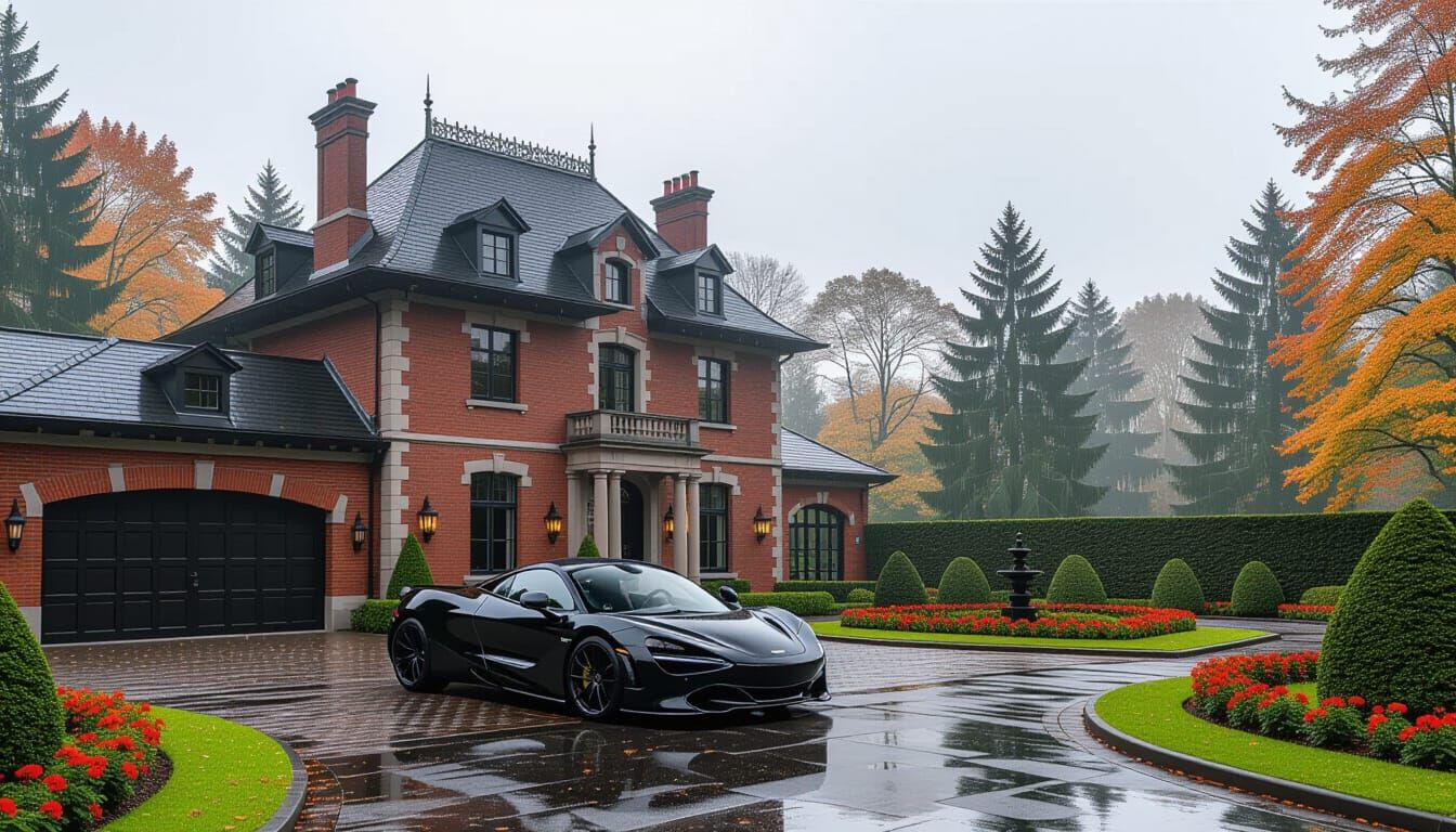 Victorian Chateau with McLaren in Misty Season