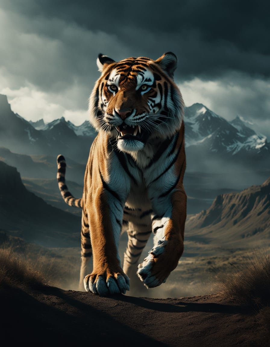 Tiger Leaping: A Dramatic Cinematic Movie Poster