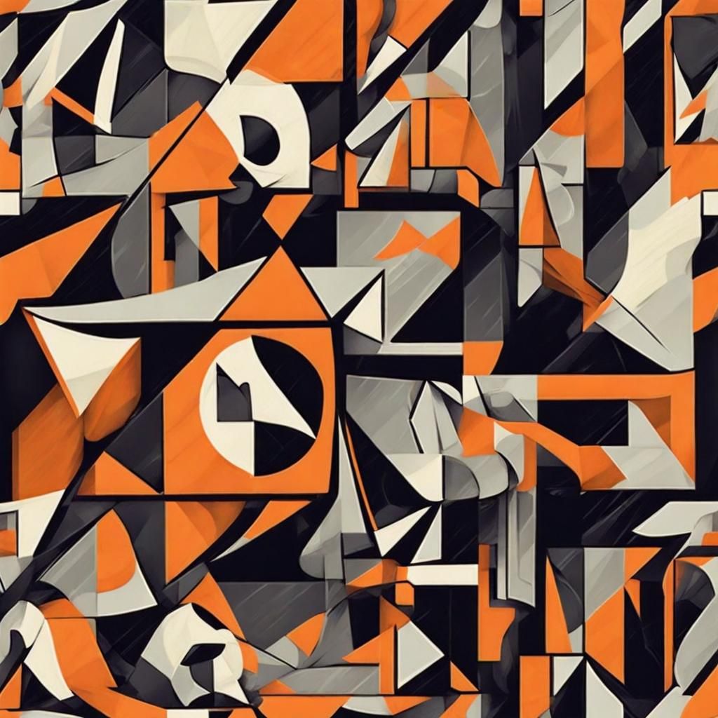Spooky Halloween Pattern in Cubist Art Deco Style