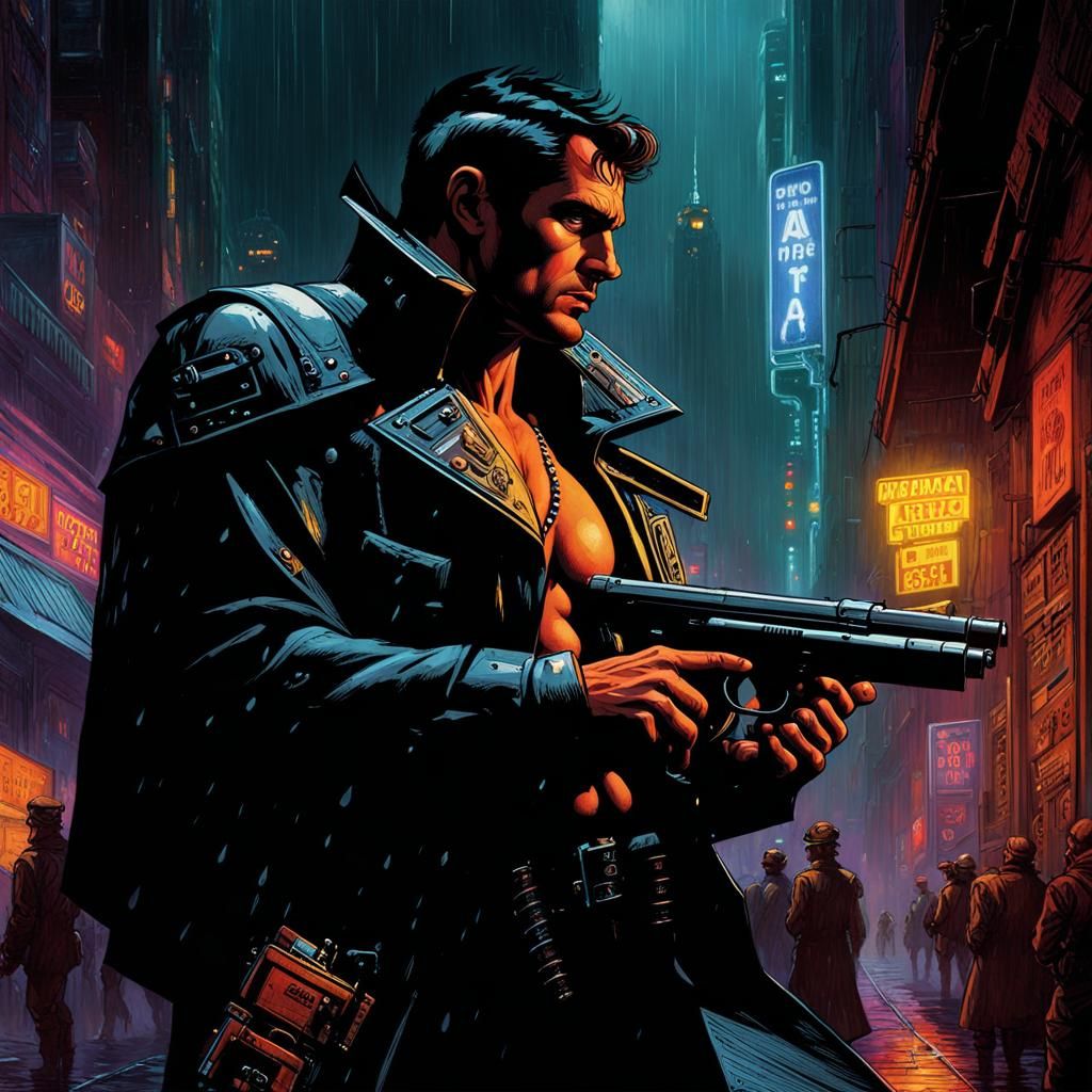 Cyberpunk Alley in Dark Fantasy Book Illustration Style