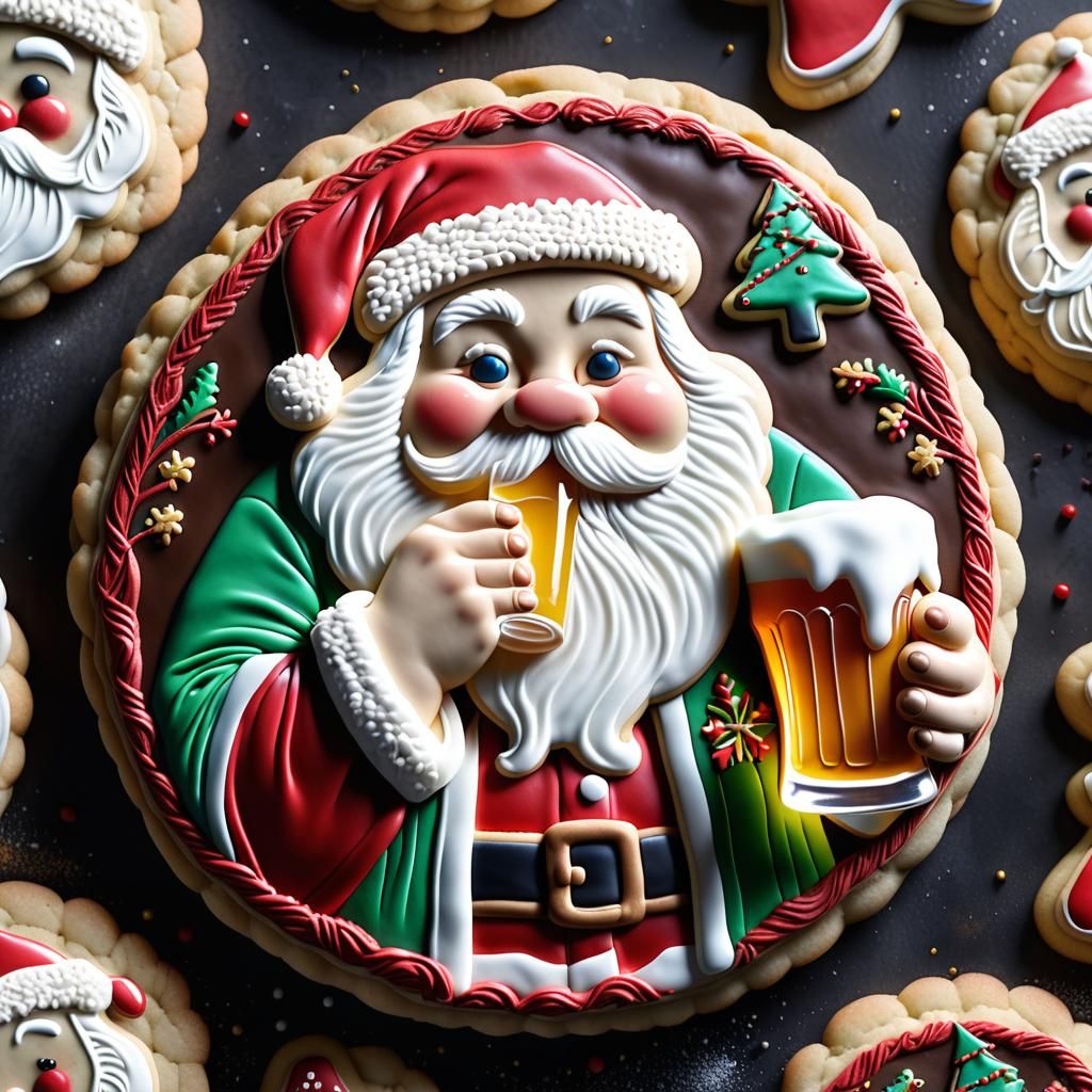 Hyperrealistic 3D Santa Claus Cookie Portrait