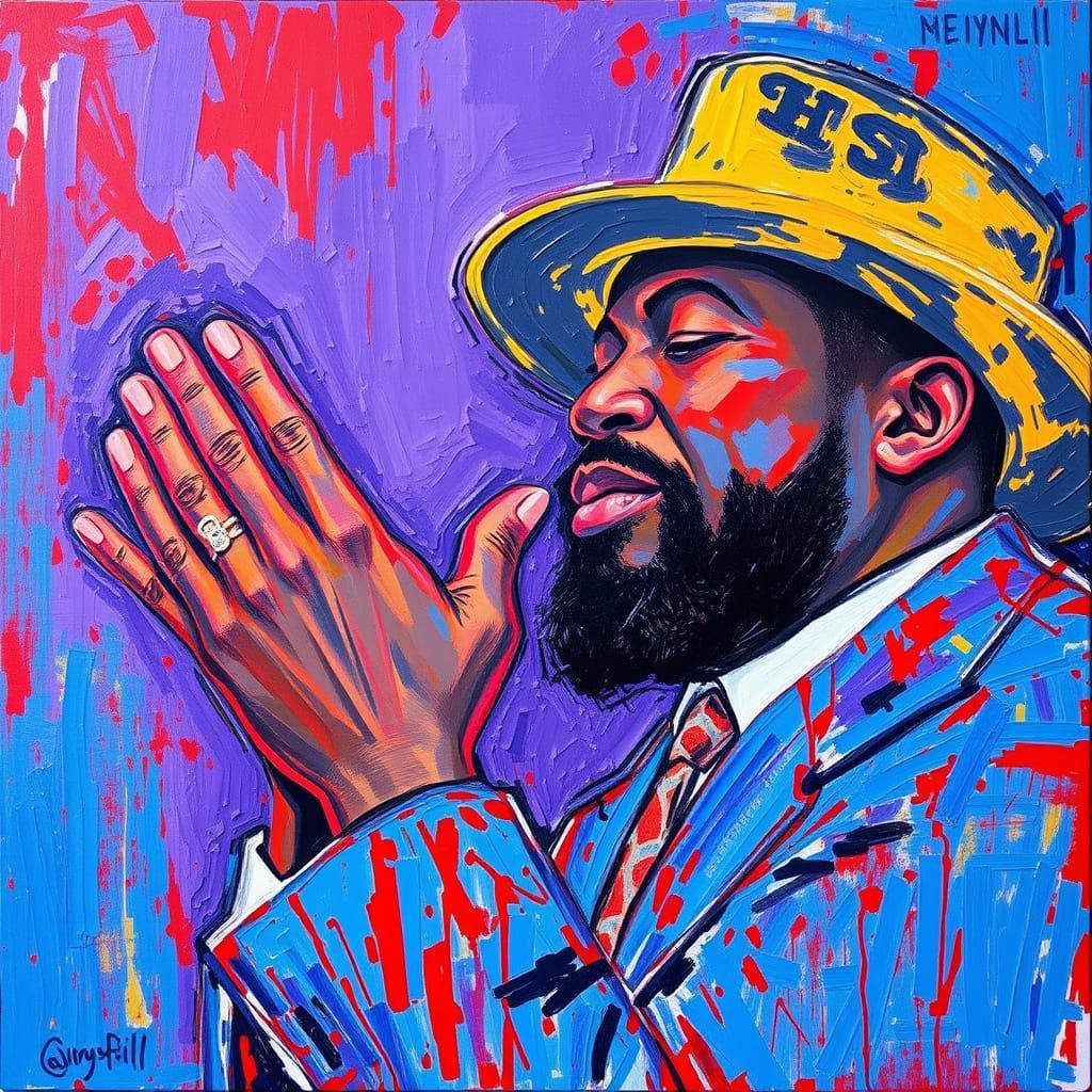 Surreal Blues Scene in Impasto Style