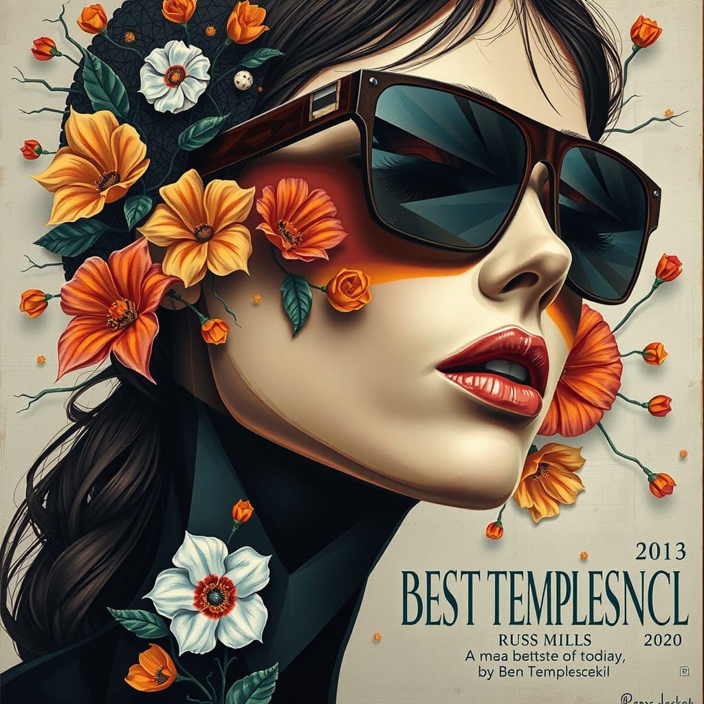 Abstract Geometric Woman with Sunglasses Portrait