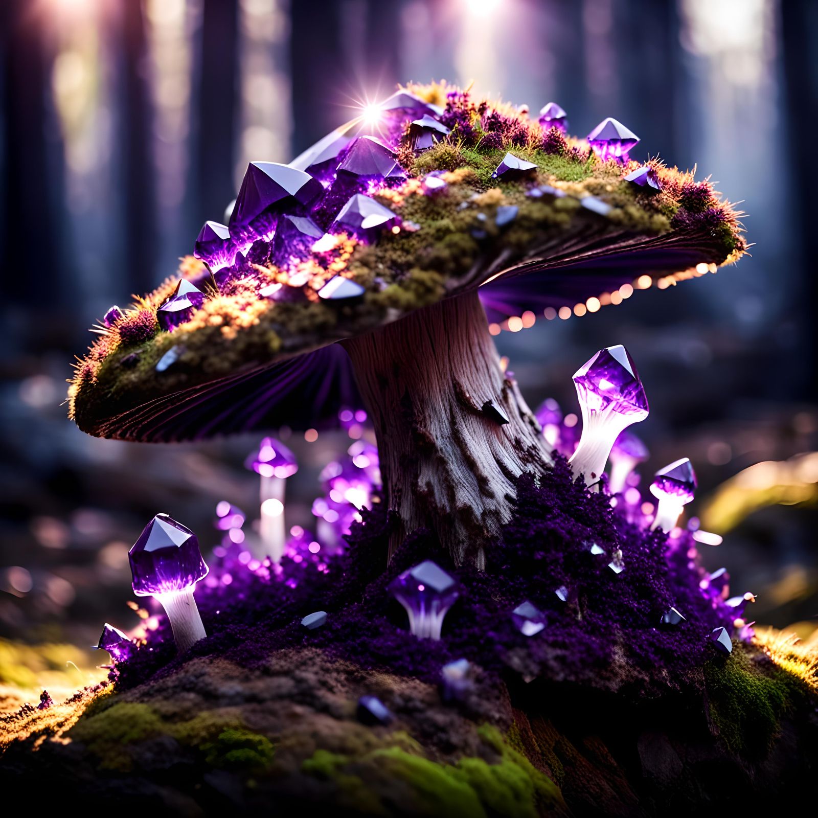 Crystal Mushroom in Sunlight: Tilt-Shift Photography