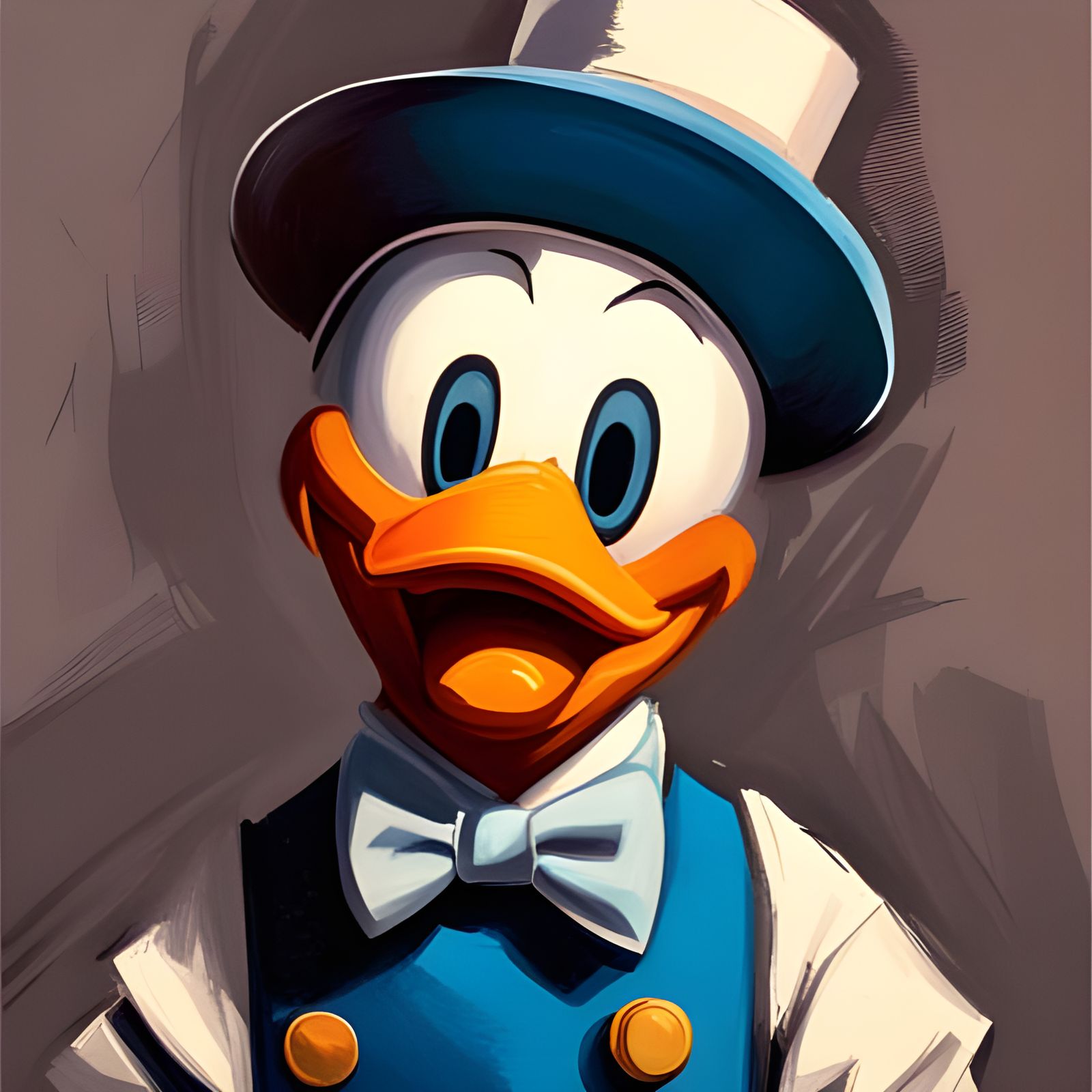 Donald Duck Oil Painting with Expressive Design
