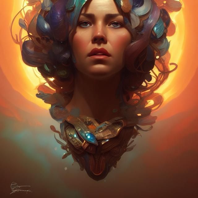 Genesis Queen Mother Portrait in Art Nouveau Style