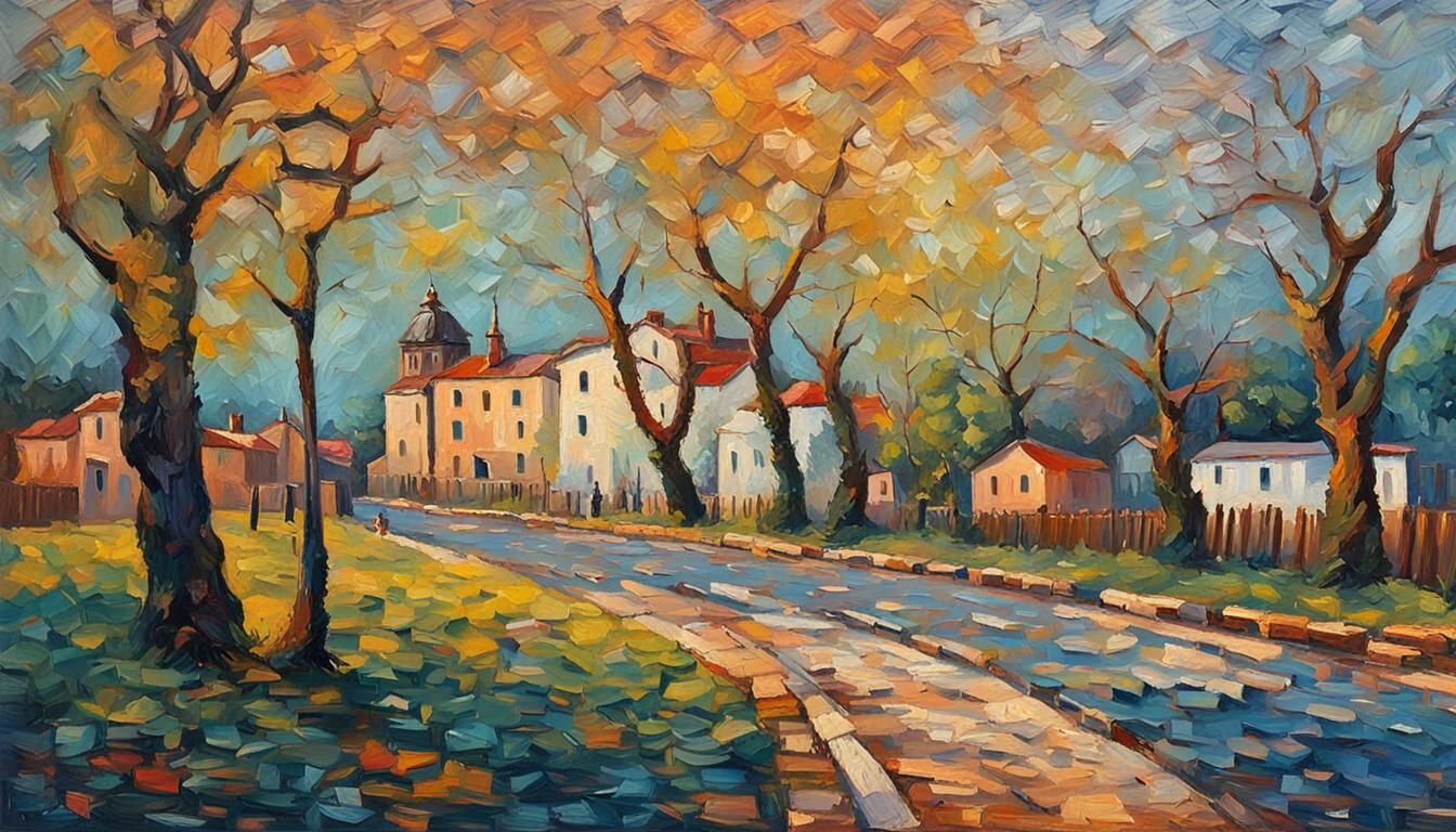 Nostalgic Travels: Expressionist Oil Painting with Impasto T...