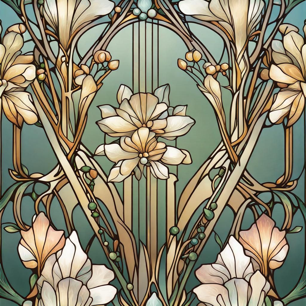 Crystal Flowers in Art Nouveau Style