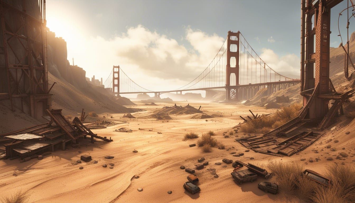Post-Apocalyptic Golden Gate Bridge Ruins