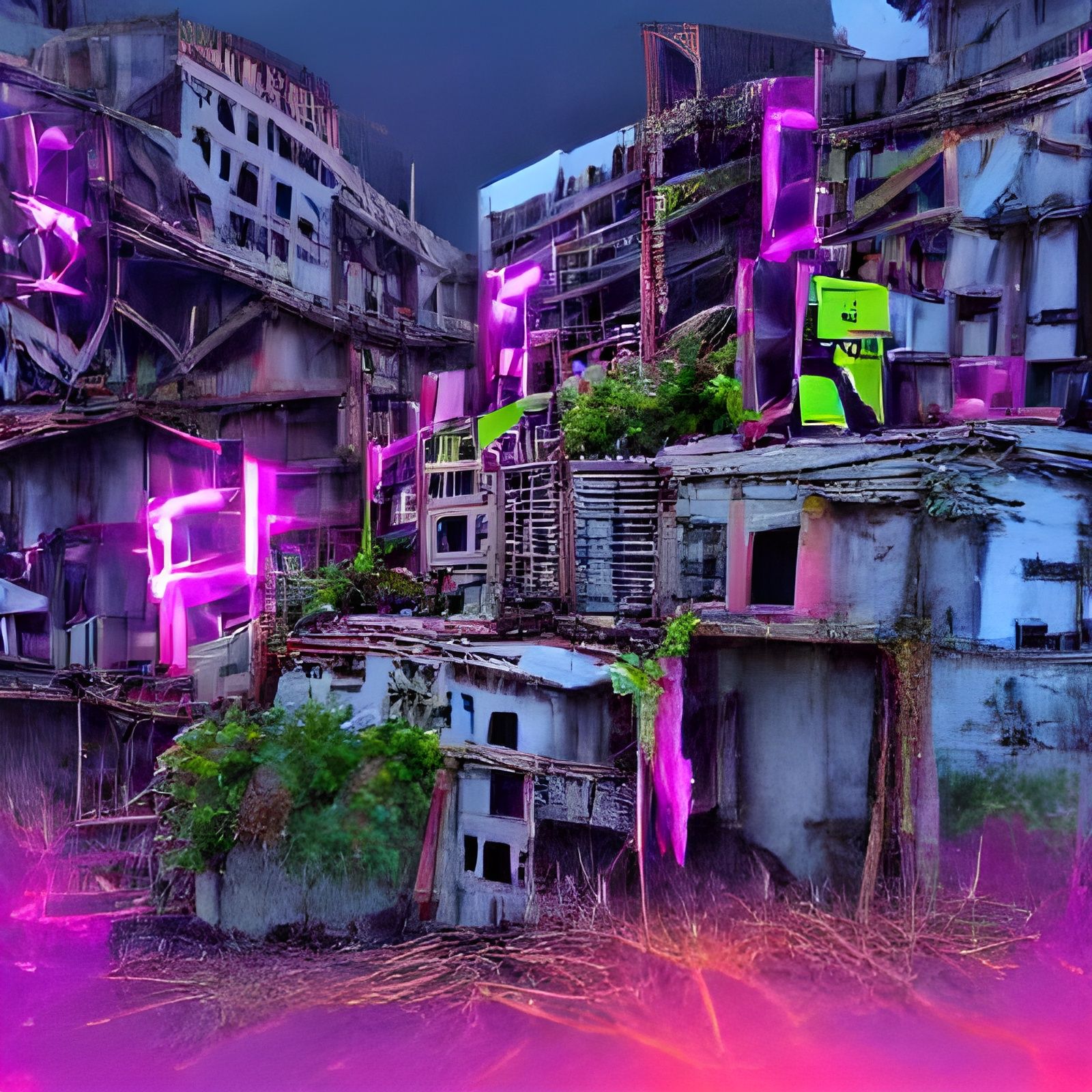 Dystopian Ruins: A Post-Apocalyptic Cityscape